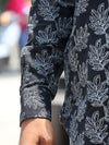 Abstract Floral Linen-Blend Shirt – NAPOLEON BLACK