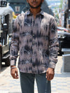 Abstract Floral Linen-Blend Shirt – Espresso Brown