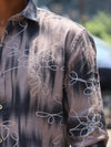 Abstract Floral Linen-Blend Shirt – Espresso Brown