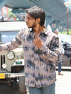 Abstract Floral Linen-Blend Shirt – Espresso Brown