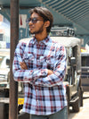 checked Linen-Blend Shirt – Steel Blue