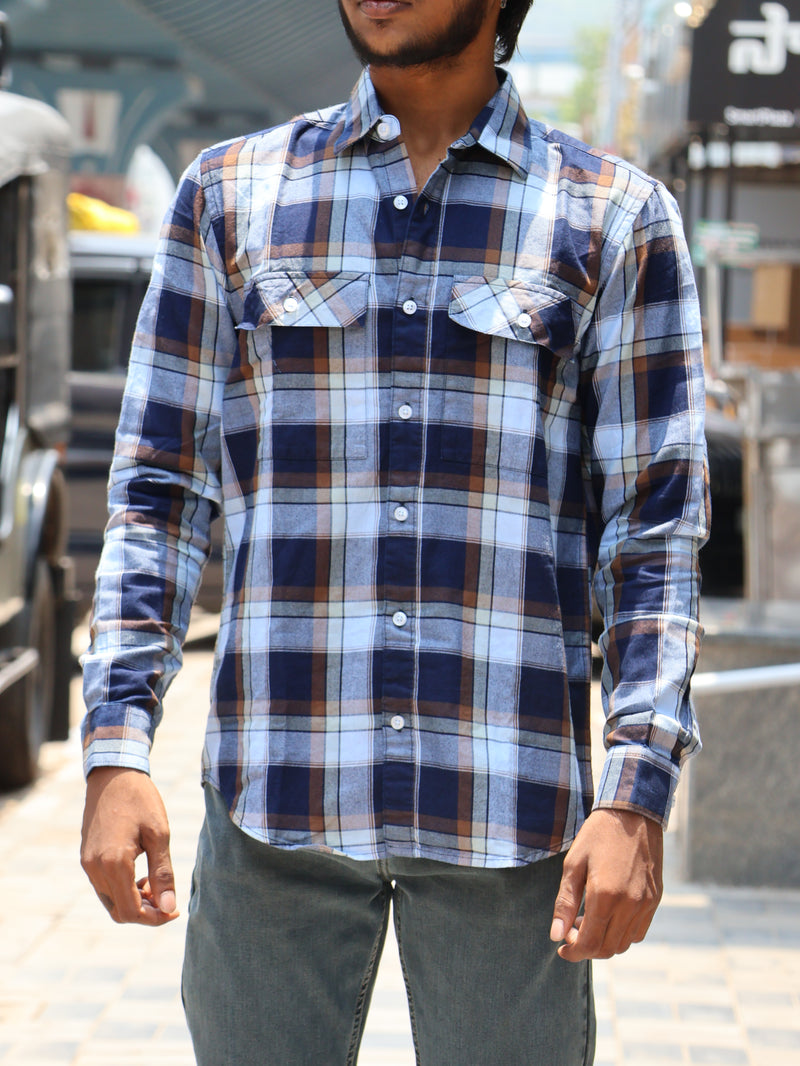 checked Linen-Blend Shirt – White & Crimson