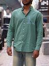 Baroque Embroidered Sage Linen-Blend Shirt