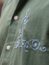 Baroque Embroidered Sage Linen-Blend Shirt