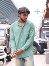 Baroque Embroidered Sage Linen-Blend Shirt