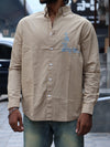 Baroque Embroidered Khaki Linen-Blend Shirt