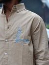 Baroque Embroidered Khaki Linen-Blend Shirt