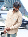 Baroque Embroidered Khaki Linen-Blend Shirt
