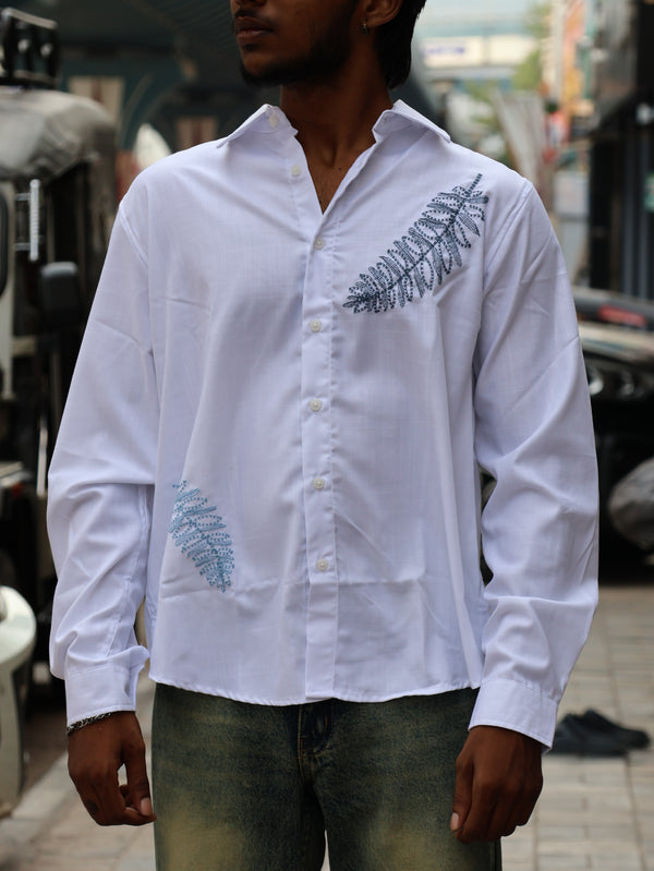 Vintage Vertical Striped Linen-Blend Shirt – Monochrome