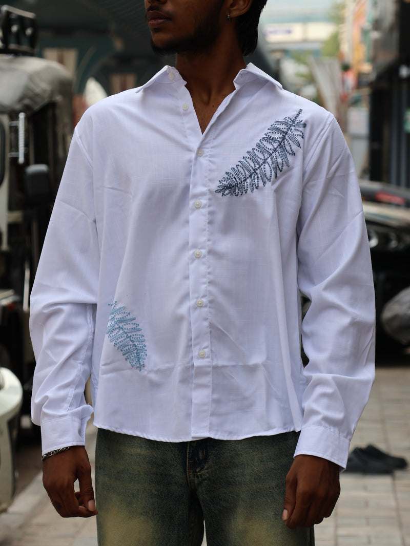 Vintage Vertical Striped Linen-Blend Shirt – Monochrome