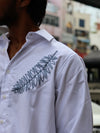 Vintage Vertical Striped Linen-Blend Shirt – Monochrome