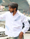 Vintage Vertical Striped Linen-Blend Shirt – Monochrome