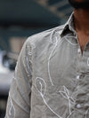 Baroque Embroidered olive green Linen-Blend Shirt