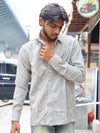 Baroque Embroidered olive green Linen-Blend Shirt
