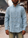 Baroque Embroidered sky blue Linen-Blend Shirt