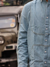Baroque Embroidered sky blue Linen-Blend Shirt