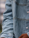 Baroque Embroidered sky blue Linen-Blend Shirt