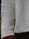 textured Distressed Knit Long-Sleeve – Off-White