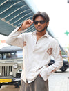Artisanal Embroidered Linen-Blend Button-Up – Off-White