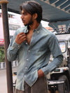vintage Wash Button-Down Chambray Shirt – Light Indigo