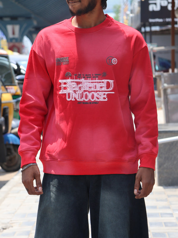 "Blackened Unloose" Crimson Oversized Graphic Sweatshirt