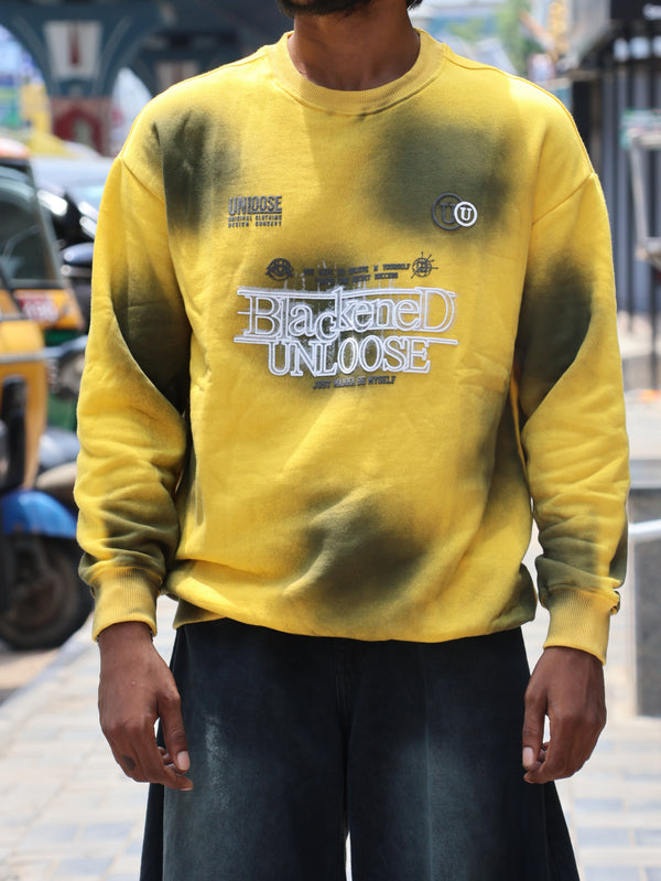 "Blackened Unloose" Electric Yellow Oversized Graphic Sweatshirt