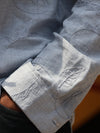 Vine-Embroidered Light Blue Linen-Blend Shirt