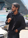 Filigree-Embroidered Hooded Button-Down Shirt