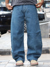Blue Acid-Wash Ultra-Baggy Denim Jeans