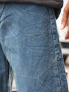 Blue Acid-Wash Ultra-Baggy Denim Jeans