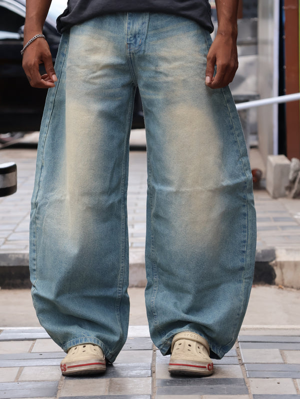Sand-Wash Vintage Ultra-Baggy Denim Jeans