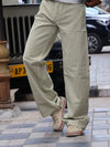 Off-White Sand-Toned Straight Baggy Denim Jeans