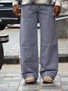 Washed Slate Grey-Purple Straight Baggy Denim Jeans