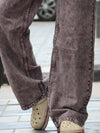 Washed Plum Acid-Wash Straight Baggy Denim Jeans