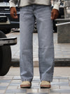 'Light Stone Wash Straight Baggy Denim Jeans'