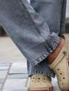 'Light Stone Wash Straight Baggy Denim Jeans'