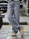 'Light Stone Wash Straight Baggy Denim Jeans'