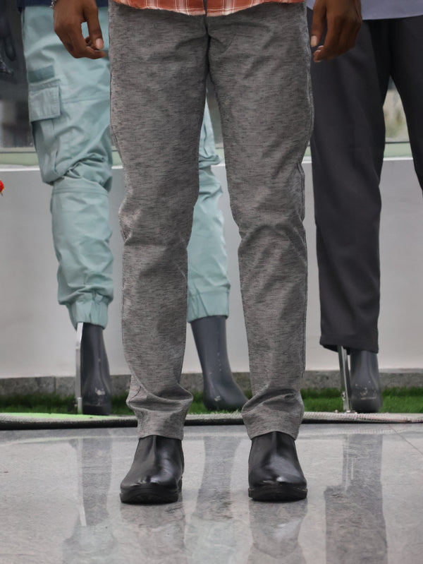 Luxe Linen-Blend Tailored Trousers – Charcoal Melange
