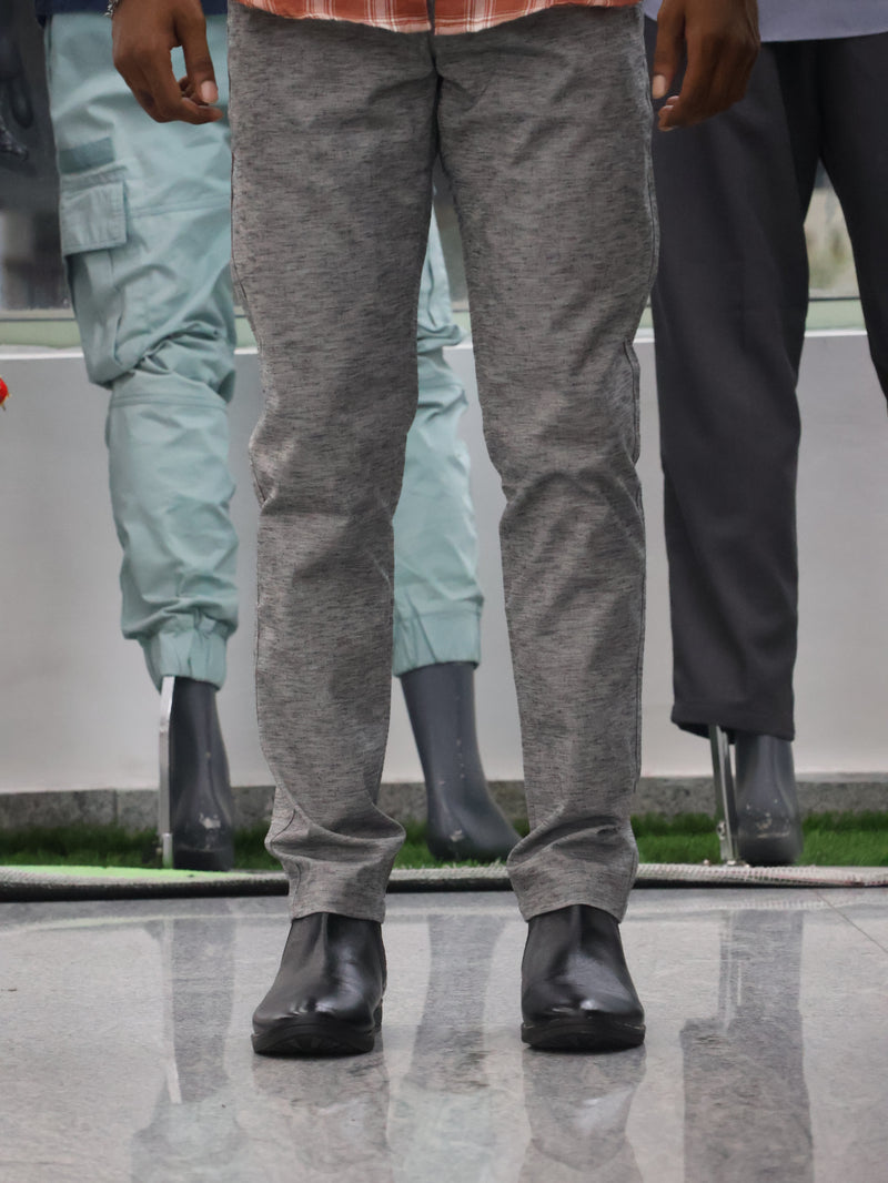 Luxe Linen-Blend Tailored Trousers – Charcoal Melange