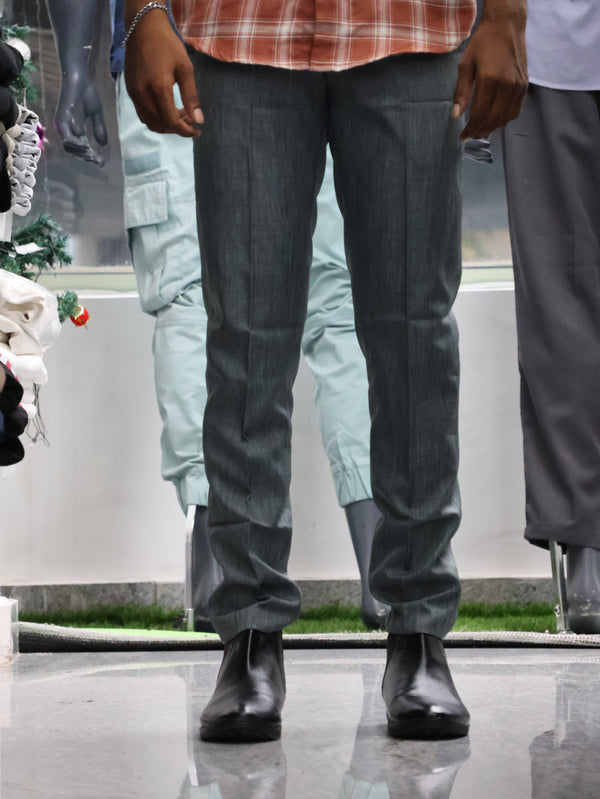 Luxe Linen-Blend Tailored Trousers – Steel Slate