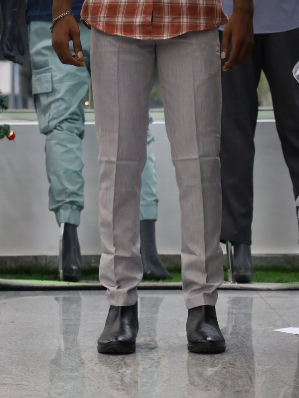Luxe Linen-Blend Tailored Trousers – Dove Grey