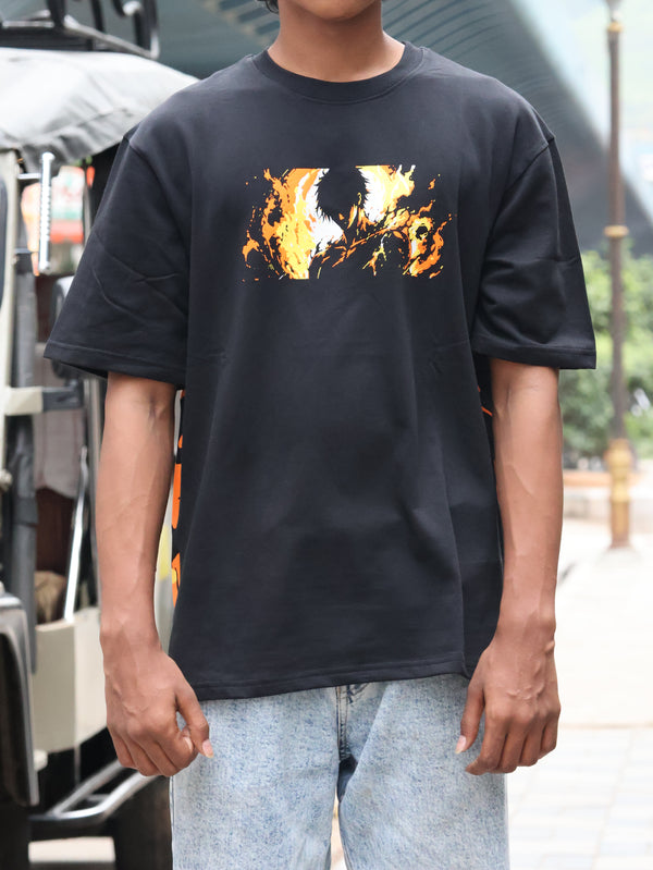 "Ignite" Oversized Heavyweight Graphic Tee – Matte Black