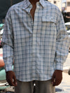 Oversized Textured Plaid Button-Up Shirt