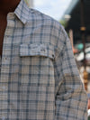 Oversized Textured Plaid Button-Up Shirt