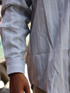 Oversized Slate Striped Shirt with Technical Buckle