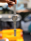 Casio Vintage Square Dial Quartz Watch – Silver Sunburst