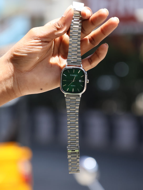 Casio Vintage Square Dial Quartz Watch – Emerald Sunburst