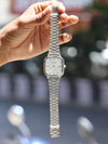 Casio Vintage Square Dial Quartz Watch – Classic White Sunburst