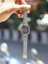 Casio Vintage Square Dial Quartz Watch – Classic White Sunburst