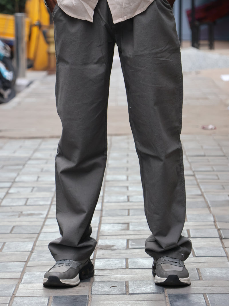 Everyday Charcoal Linen-Blend Relaxed Trousers